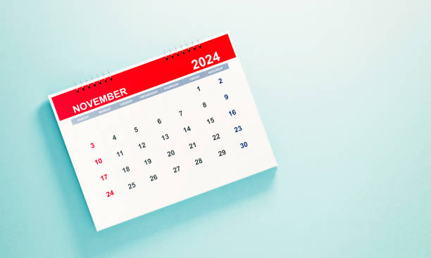 istock 2024 November Calendar on Blue Background 1729268985