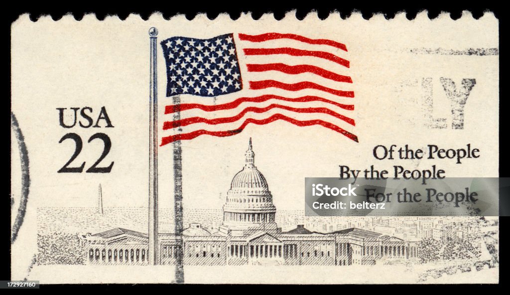 USA-Briefmarke - Lizenzfrei Amerikanische Flagge Stock-Foto