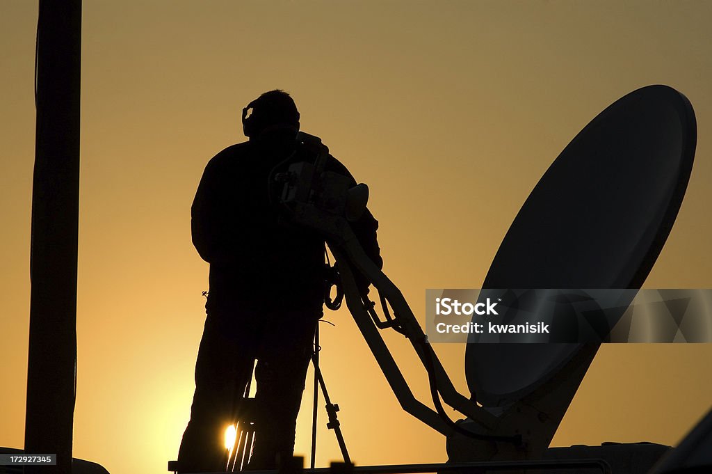 Satelliten-silhouette - Lizenzfrei Eine Person Stock-Foto
