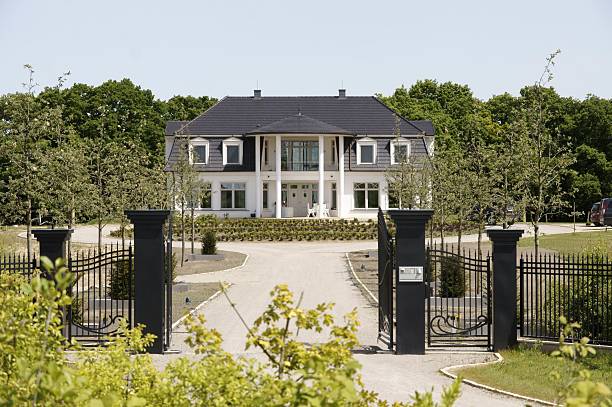 stunning mansion in a frosty park.