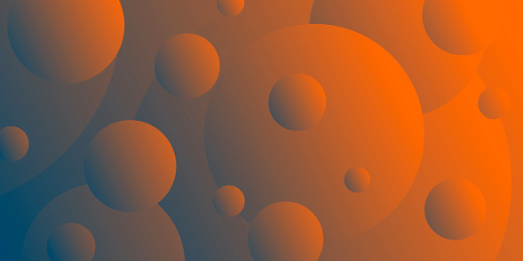 Modern and trendy abstract background with gradient color circles. This illustration can be used for your design, with space for your text (colors used: Orange, Brown, Gray, Blue). Vector Illustration (EPS10, well layered and grouped), wide format (2:1). Easy to edit, manipulate, resize or colorize.