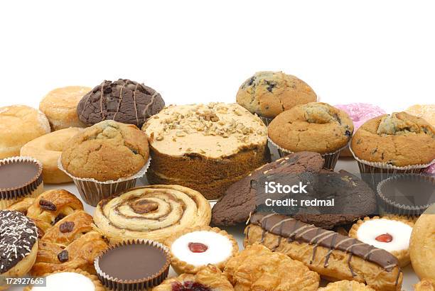 Cakes And Cookies Stock Photo - Download Image Now - Doughnut, Muffin, White Background