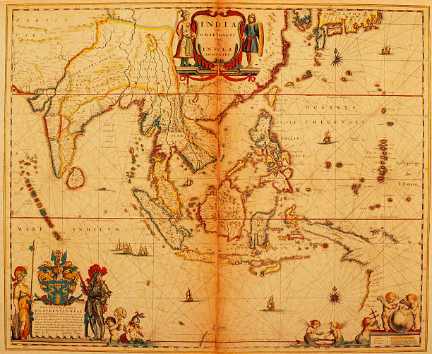 ilustrações, clipart, desenhos animados e ícones de a índia e sudeste da ásia 1635/mapa antigo coleção - map usa southeast cartography
