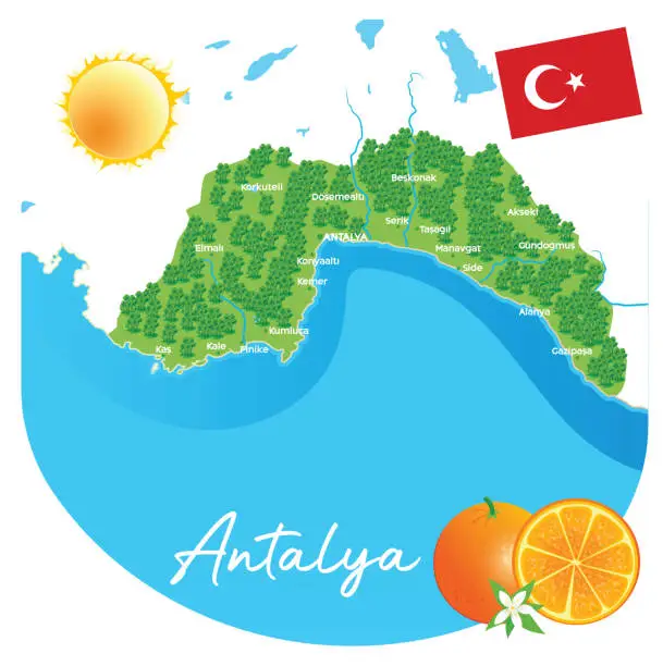 Vector illustration of Forest  map of Antalya