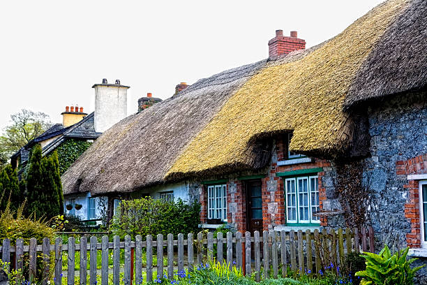 Thatched Roof Cottages stock photo