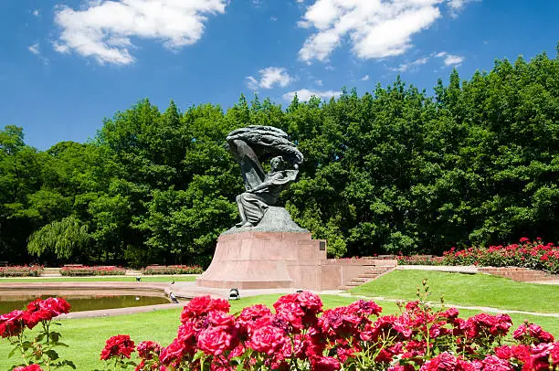 Frederic Chopin monument in Lazienki Park, Warsaw, Poland.