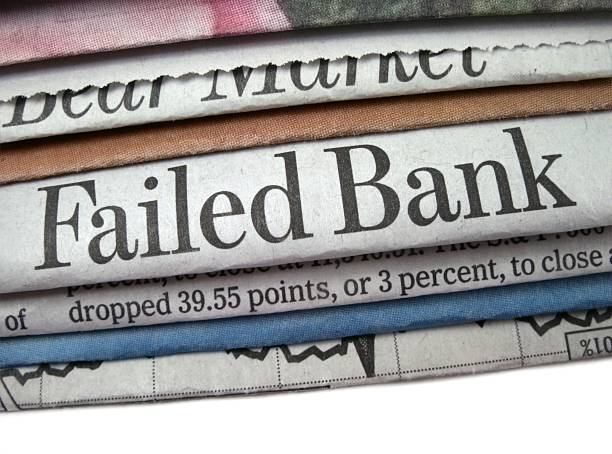 Failed Bank Headline stock photo