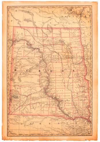 An old map of the state of Dakota scanned from an 1881 original. Photo by N. Staykov (2007) CLICK ON THE LINKS BELOW FOR HUNDREDS OF SIMILAR IMAGES: