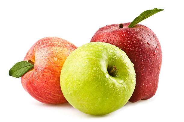 사과나무 및 복숭아색 컴포지션 흰색 바탕에 그림자와 - apple granny smith apple red delicious apple fruit 뉴스 사진 이미지