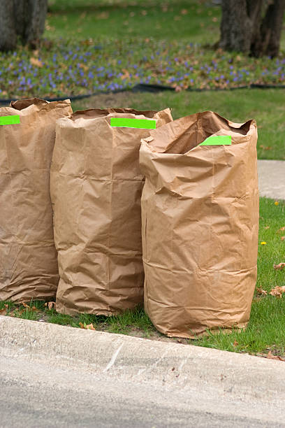 Yard Waste Bag Trio Stock Photo - Download Image Now - Garbage