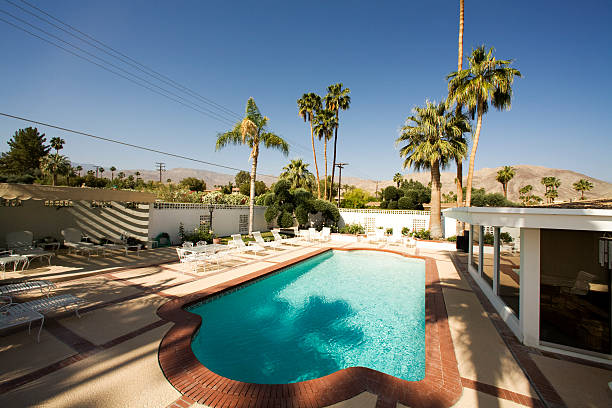 Retro Retro home in Palm Desert palm desert pool stock pictures, royalty-free photos & images