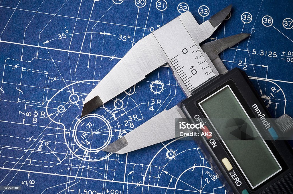Détail architectural avec un Compas de calibrage - Photo de Compas de calibrage libre de droits