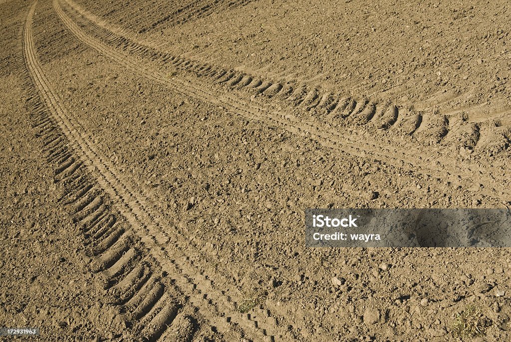 Tracce di pneumatici su un campo, sfondo - Foto stock royalty-free di Agricoltura