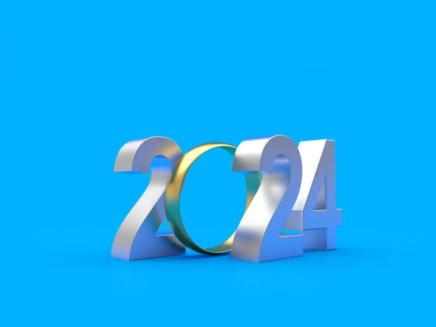 istock Silver wedding ring with the number 2024. 1729325851