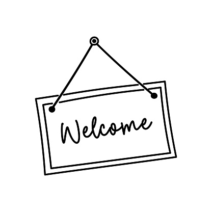 Welcome Concept Door Sign. Hand Drawn Icon Design.