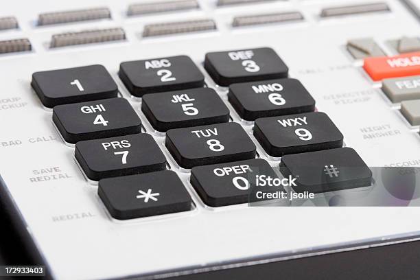 Closeup Of Kepyad On Office Telephone Stock Photo - Download Image Now - Black Color, Communication, Concepts