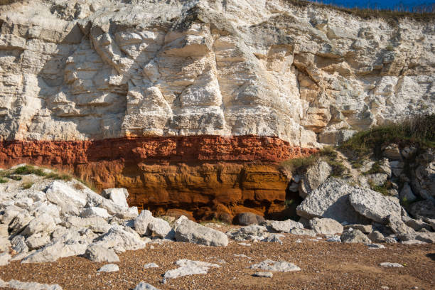 istock Colourful sandstone cliffs on british beach in england uk 1729338279