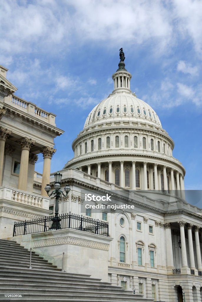 Capitol Building "East side of the Capitol Building, site of the US Senate and House of Representatives." Architectural Dome Stock Photo