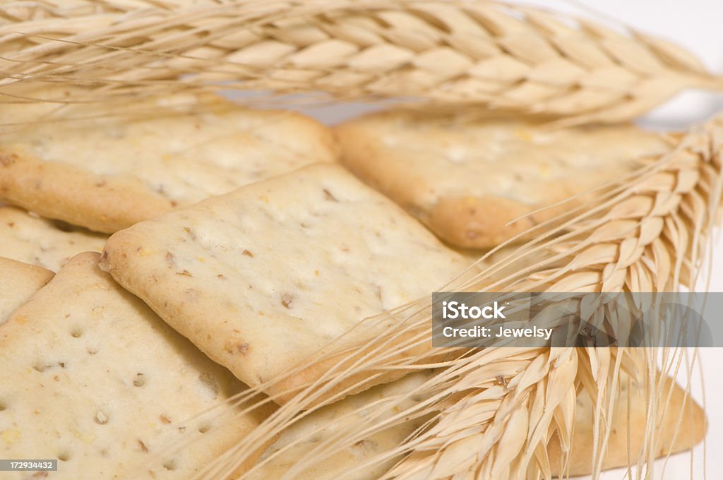 Wheat Crackers Crackers and wheat on white Agriculture Stock Photo