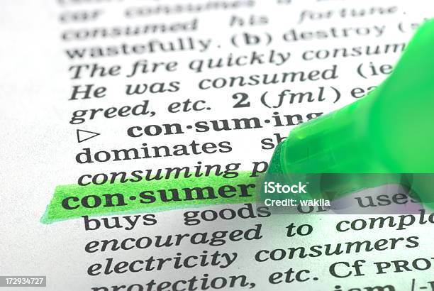 Consumer Definition Highlighted In Dictionary Stock Photo - Download Image Now - Complaining, Abstract, Activity