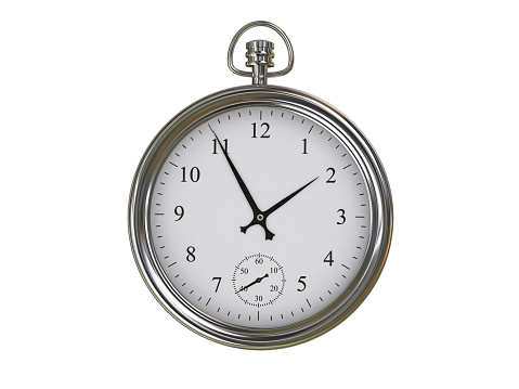 Single vintage pocket watch on white background