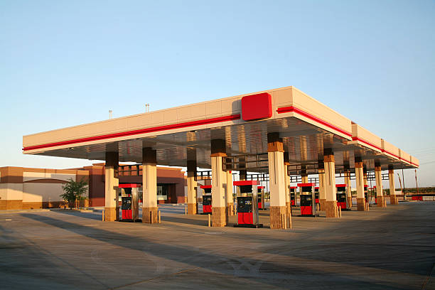 istock Empty gas station in front of store 172935393
