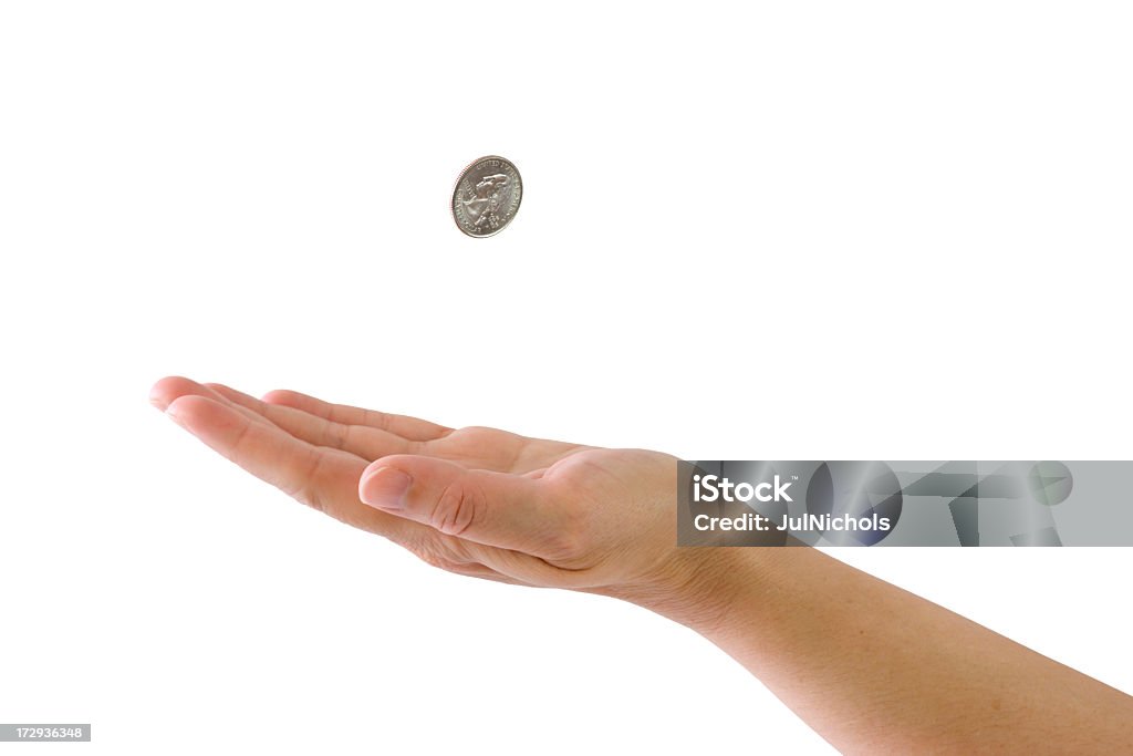Hand Catching Coin Open Hand Catching A Falling Quarter Isolated Stock Photo - Download ...