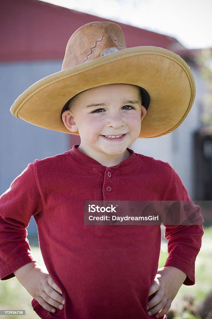 Little Buckaroo Cute little boy wearing a cowboy hat. 2-3 Years Stock Photo