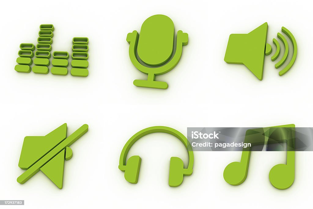 Verde ícones-Música - Foto de stock de Barulho royalty-free