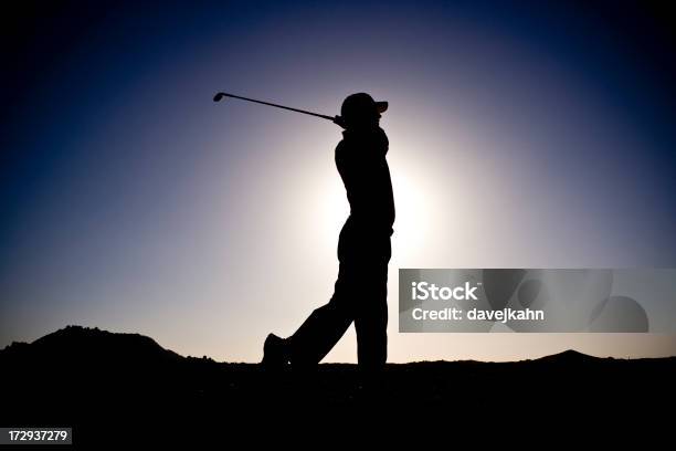 Silhouette Di Golf - Fotografie stock e altre immagini di Abilità - Abilità, Cielo, Colore nero