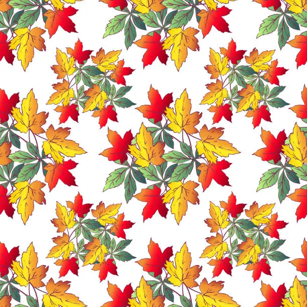 Vector illustration of Vektor - October leaves seamless pattern.