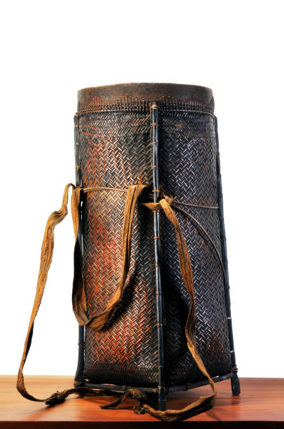 A vintage rattan basket or pannier used by the native of Borneo for carrying food and jungle produce.Click for more living art images: