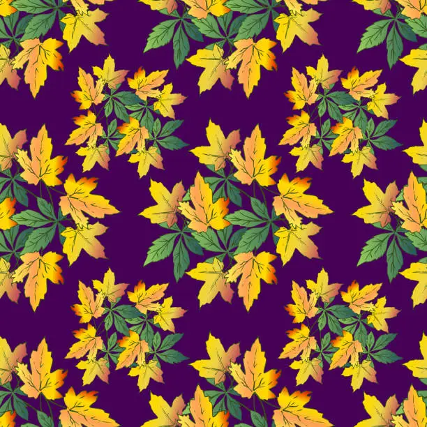 Vector illustration of Vektor - October leaves seamless pattern.