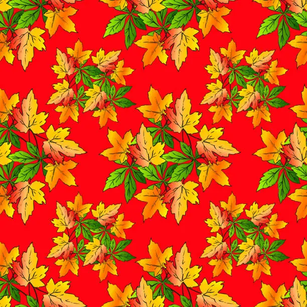 Vector illustration of Vektor - October leaves seamless pattern.