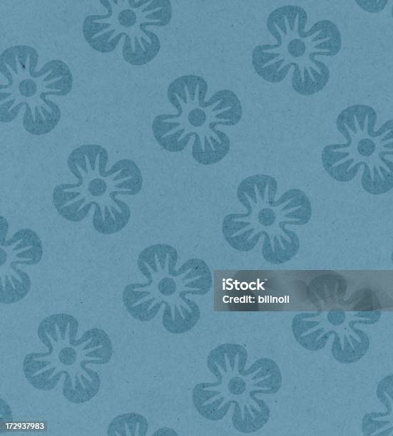 Blue Wallpaper With Flower Pattern Stock Photo - Download Image Now - Antique, Architectural Feature, Art And Craft