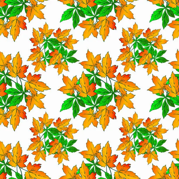 Vector illustration of Vektor - October leaves seamless pattern.