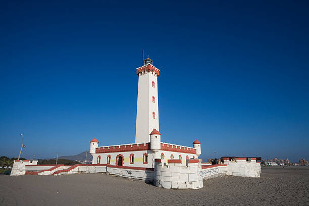 Entallada Lighthouse (Faro de La Entallada) on a sunny morning, Fuerteventura, Canary islands, Spain. View of Faro de la Entallada Lighthouse, Spain.