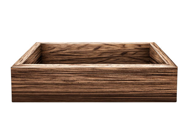 empty wooden box Isolated on a white background