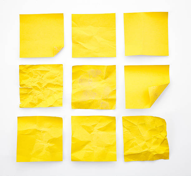 notas adesivos para - adhesive note note pad paper yellow - fotografias e filmes do acervo