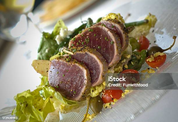 Ahi Thunfischsashimi Asiatische Fusion Cuisine Meeresfrüchtesalat Gesundes Speisen Im Restaurant Stockfoto und mehr Bilder von Speisen