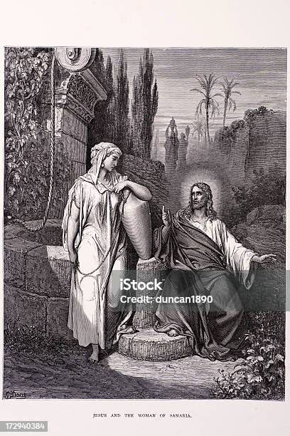 Gesù E La Donna Di Samaria - Immagini vettoriali stock e altre immagini di Gesù Cristo - Gesù Cristo, Donne, Pozzo
