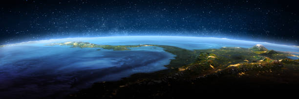 istock Panama canal, landscape frome space 1729404286