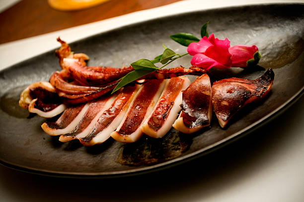 Japanese barbequed calamari stock photo