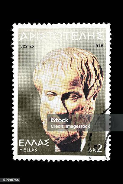 Post Stamp With Aristotle Stock Photo - Download Image Now - Aristotle, Statue, Ancient Greece