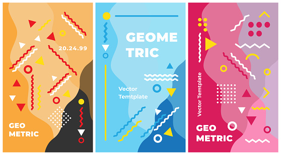 istock Geometric banner. Set of vector illustrations. Clean style backgrounds 1729409664