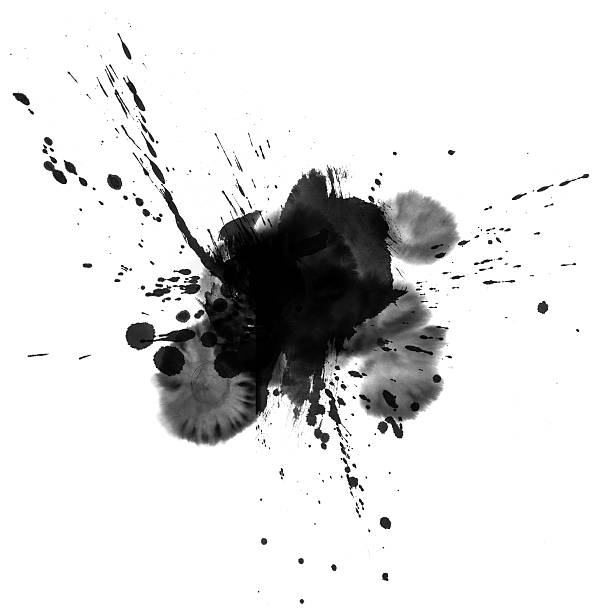 Ink wash painting splatter on a white background Chinese ink and wash painting effect. Splattered stock pictures, royalty-free photos & images