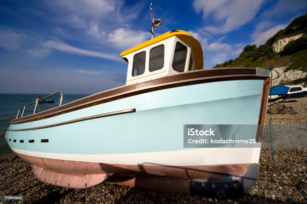 Inglaterra south devon coastal holiday resort vila de cerveja - Foto de stock de Barco a Motor royalty-free