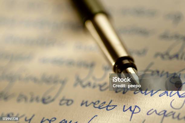 Fountain Pen Resting On Handwritten Letter Stock Photo - Download Image Now - Arts Culture and Entertainment, Communication, Concepts