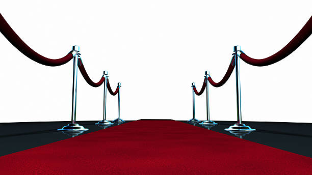 Red Carpet On White Red Carpet And Velvet rope. film premiere stock pictures, royalty-free photos & images