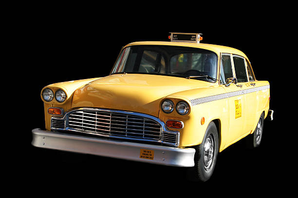 vecchio new-york-cab - yellow taxi foto e immagini stock